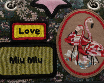 AW2016 MIU MIU Appliqued Floral Jacquard Club Shoulder Bag