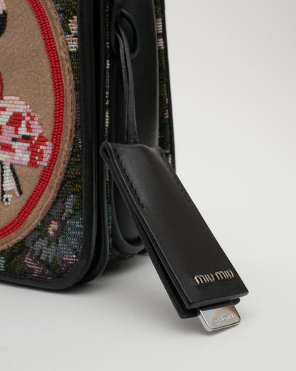 AW2016 MIU MIU Appliqued Floral Jacquard Club Shoulder Bag