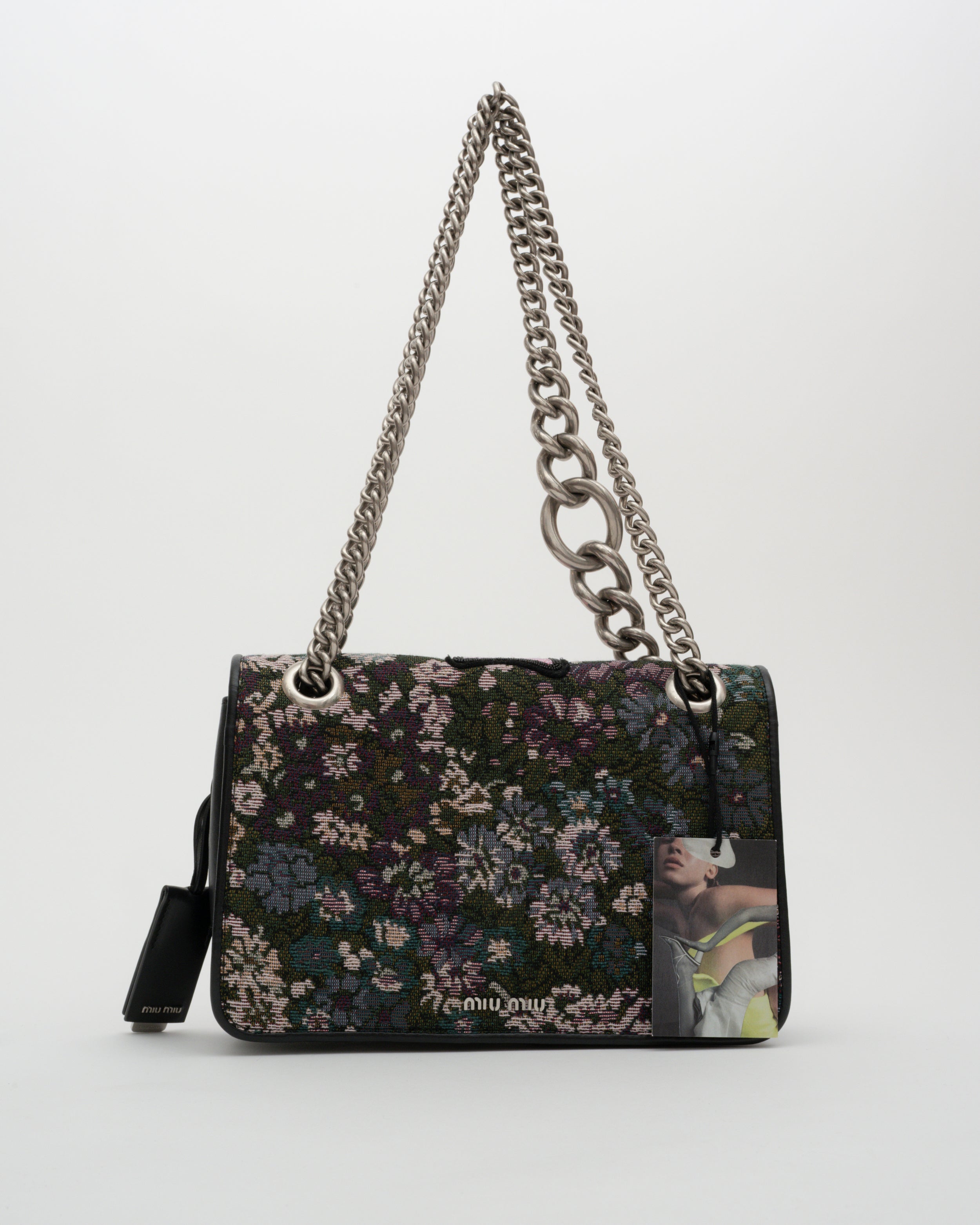 AW2016 MIU MIU Appliqued Floral Jacquard Club Shoulder Bag