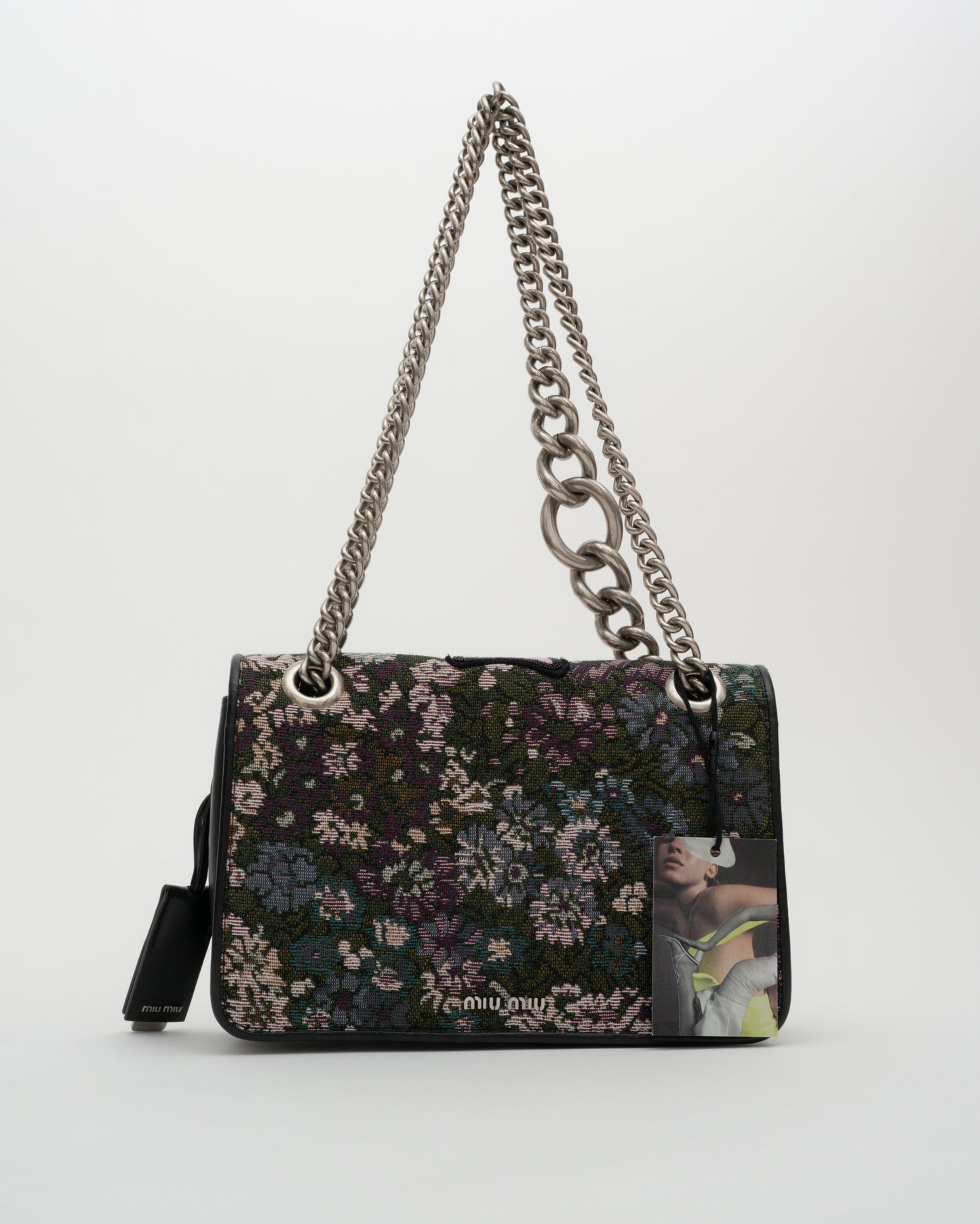 AW2016 MIU MIU Appliqued Floral Jacquard Club Shoulder Bag