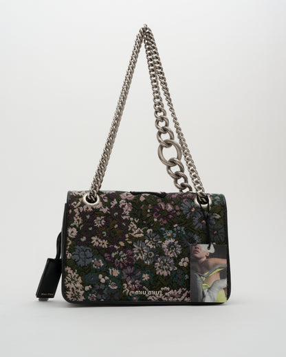 AW2016 MIU MIU Appliqued Floral Jacquard Club Shoulder Bag