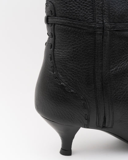 2000s FENDI Black Pebbled Leather Tall Boots (35.5)