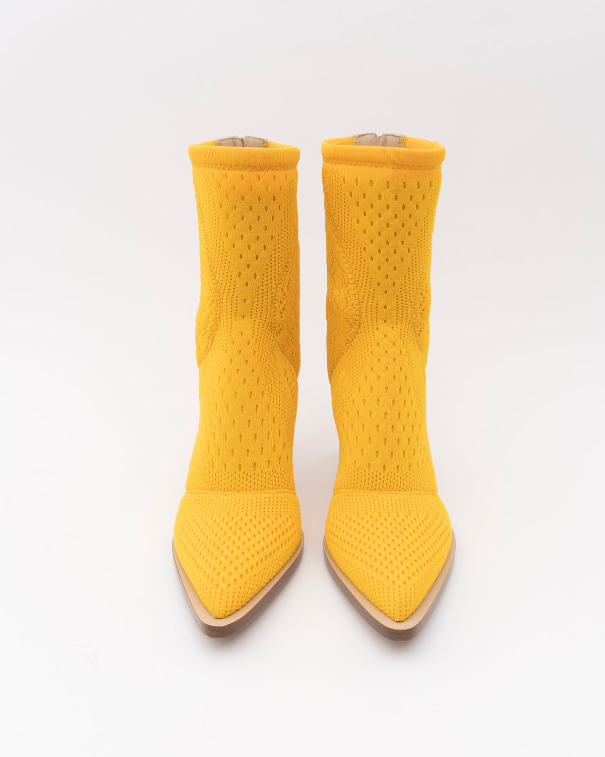 SS2019 FENDI FFrame Yellow Jacquard Booties (38)