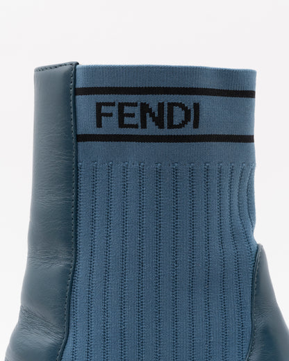 2017 FENDI Rockoko Sock Boots in Blue (37)(as is)