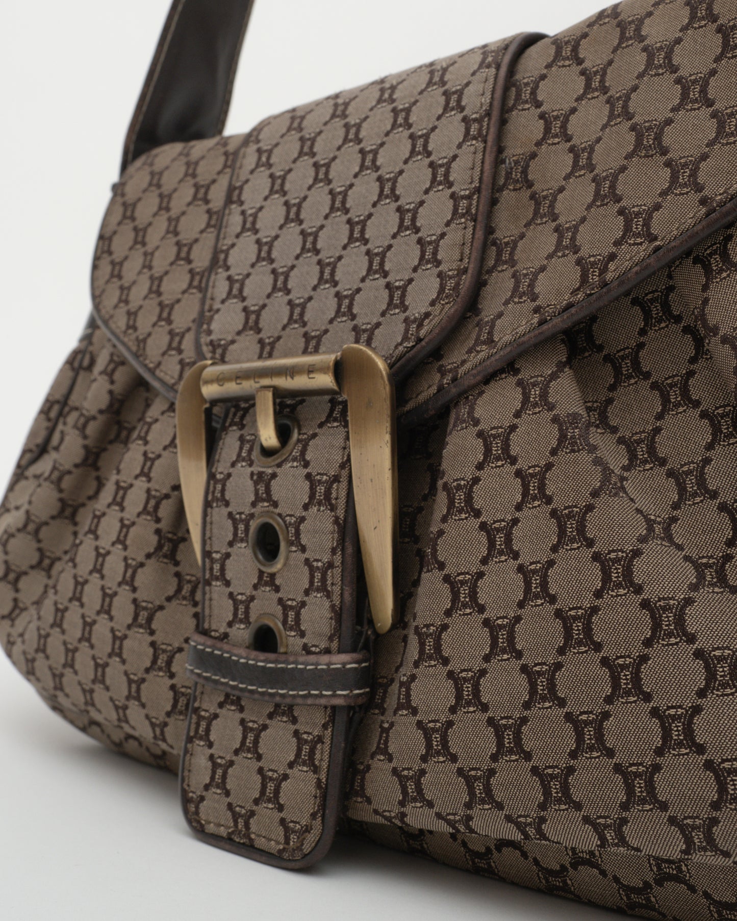 90s CELINE Triomphe Brown Buckle Bag (as is)