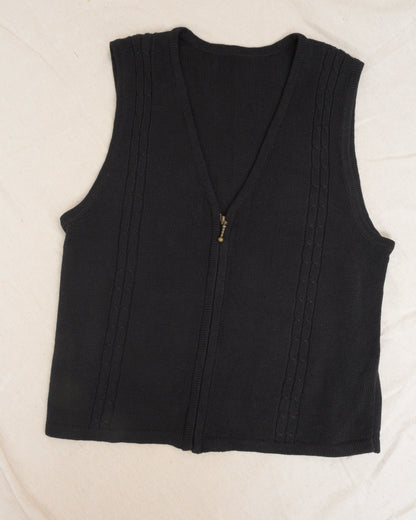 Vintage Black Knit Vest (S/M)