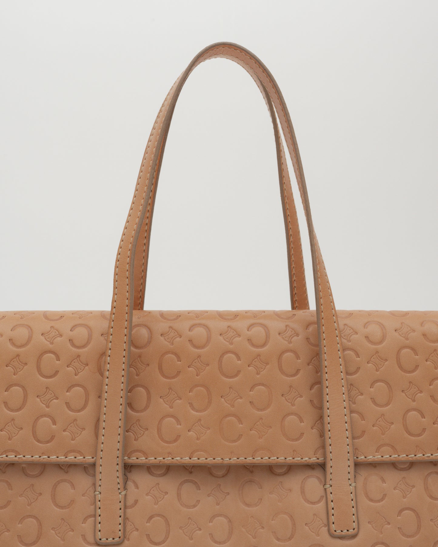 2000s CELINE Tan C Monogram Embossed Leather Baguette Bag