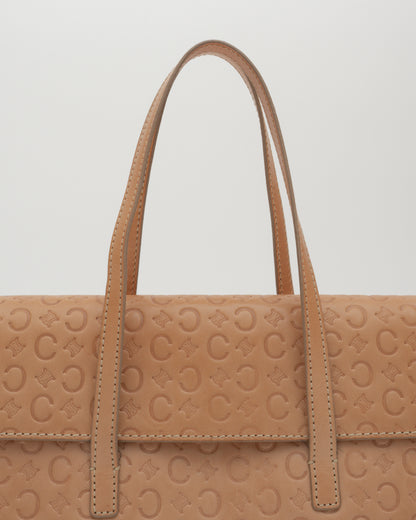 2000s CELINE Tan C Monogram Embossed Leather Baguette Bag