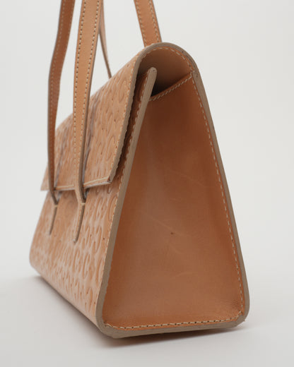 2000s CELINE Tan C Monogram Embossed Leather Baguette Bag