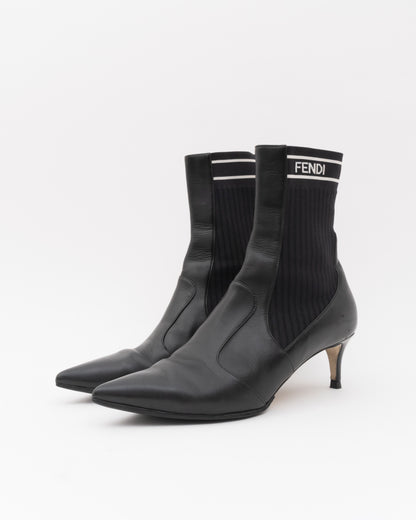 2017 FENDI Rockoko Sock Boots in Black (38)(as is)