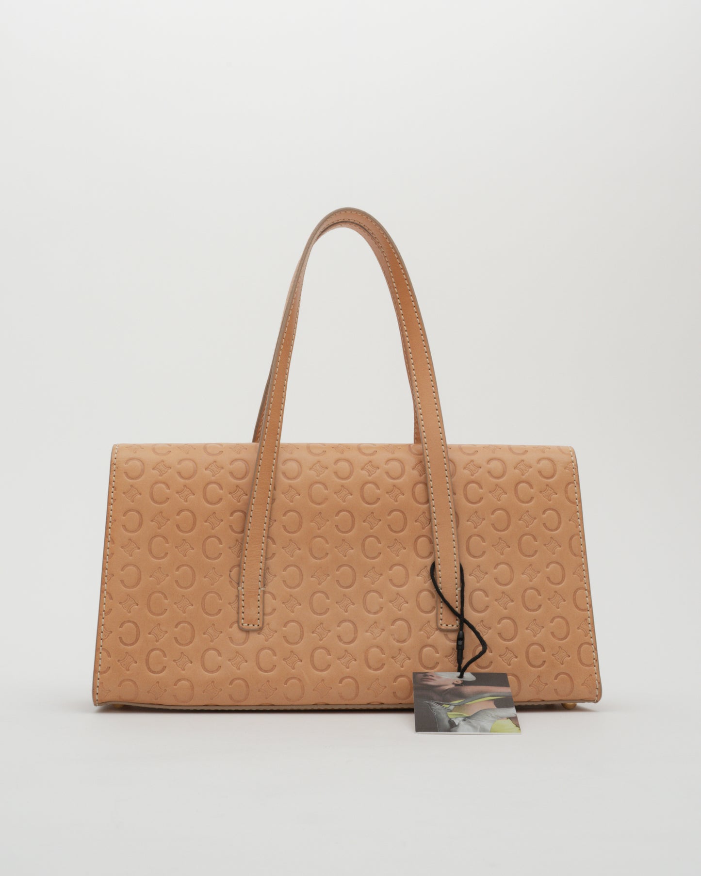 2000s CELINE Tan C Monogram Embossed Leather Baguette Bag