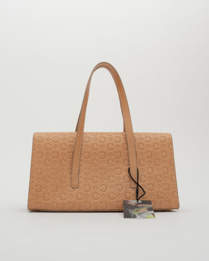 2000s CELINE Tan C Monogram Embossed Leather Baguette Bag