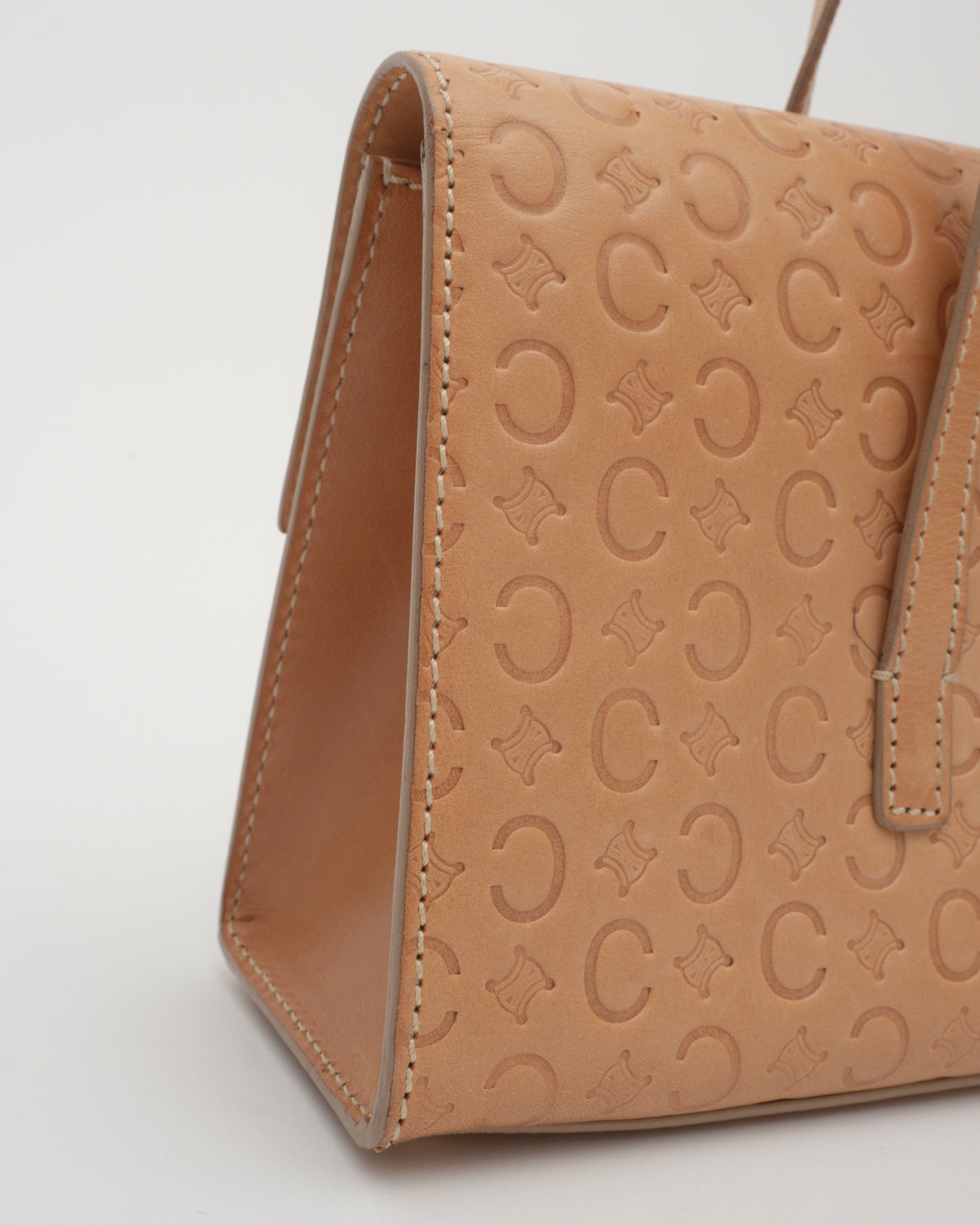 2000s CELINE Tan C Monogram Embossed Leather Baguette Bag