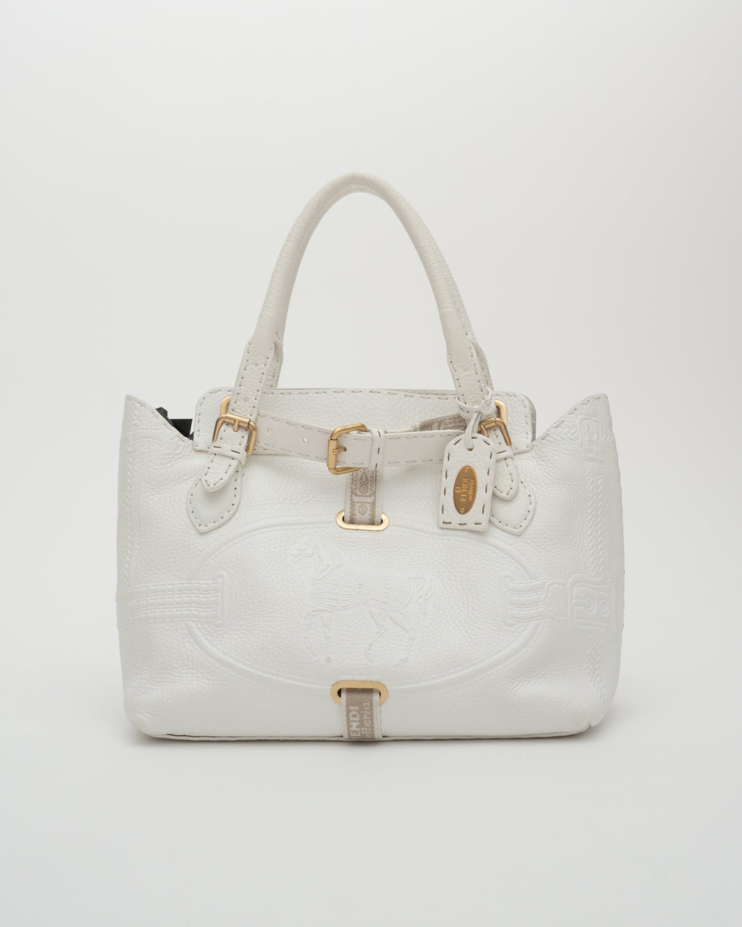 2000s FENDI White Selleria VILLA BORGHESE Bag