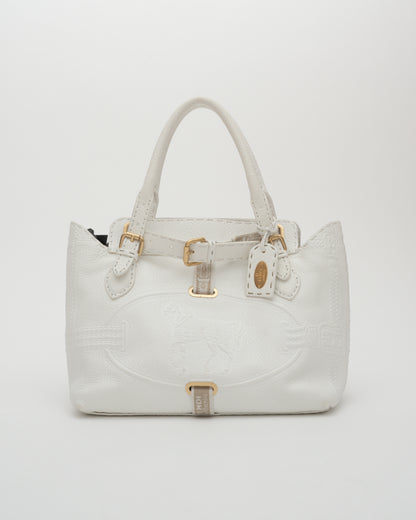 2000s FENDI White Selleria VILLA BORGHESE Bag