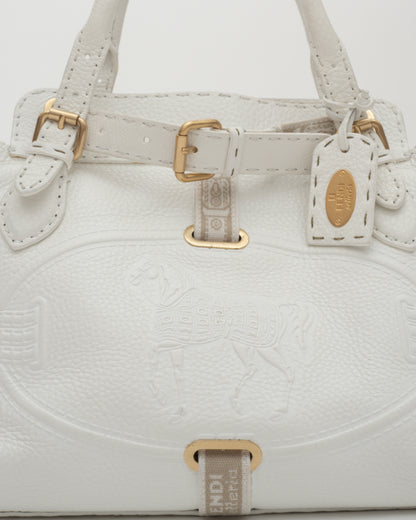 2000s FENDI White Selleria VILLA BORGHESE Bag