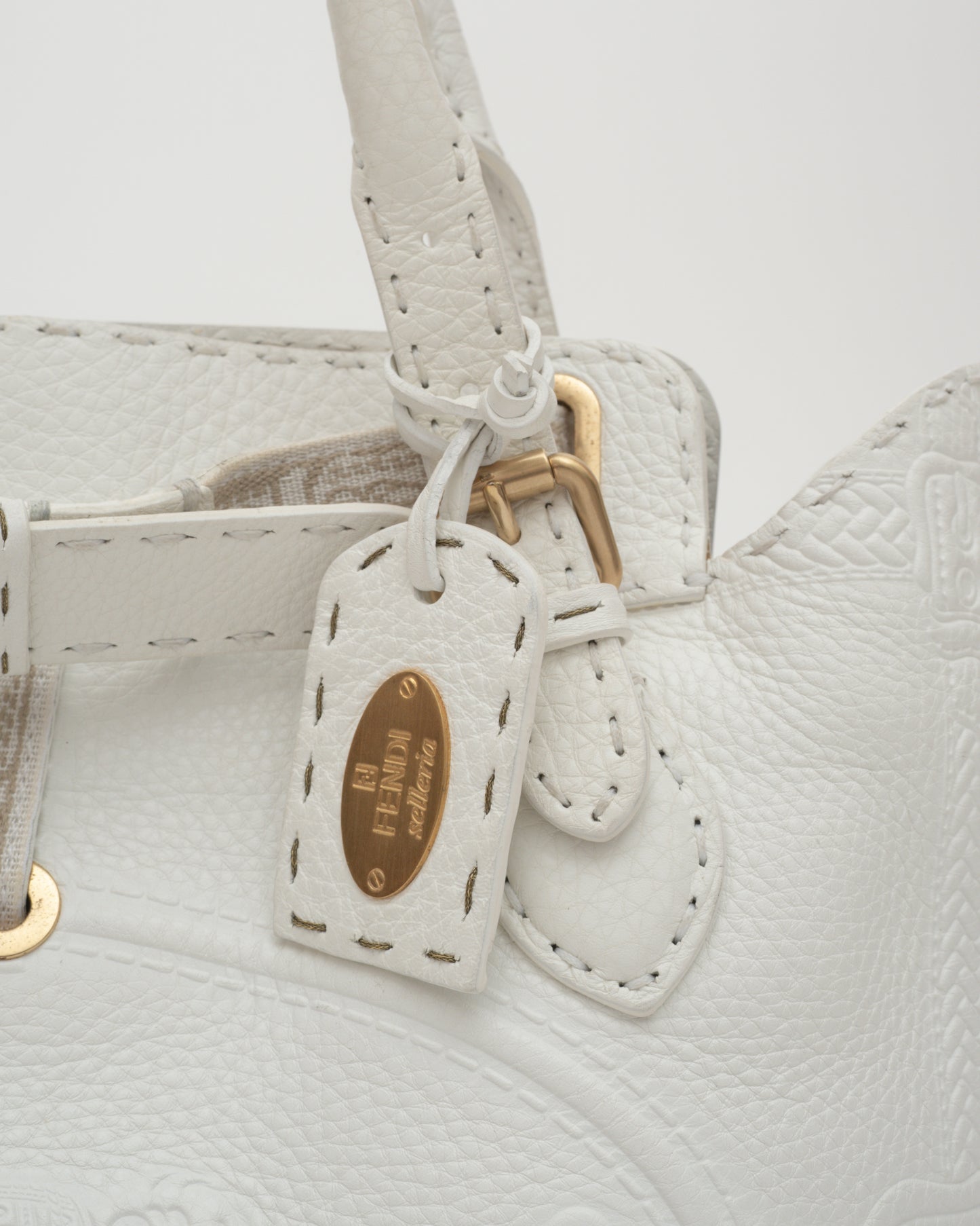 2000s FENDI White Selleria VILLA BORGHESE Bag