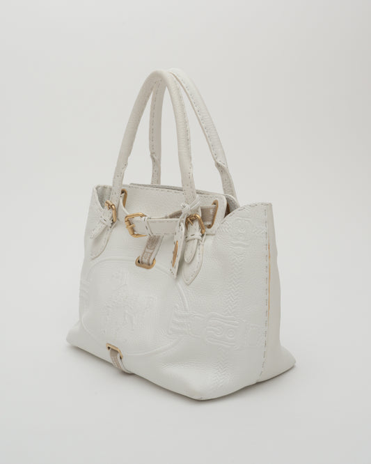 2000s FENDI White Selleria VILLA BORGHESE Bag