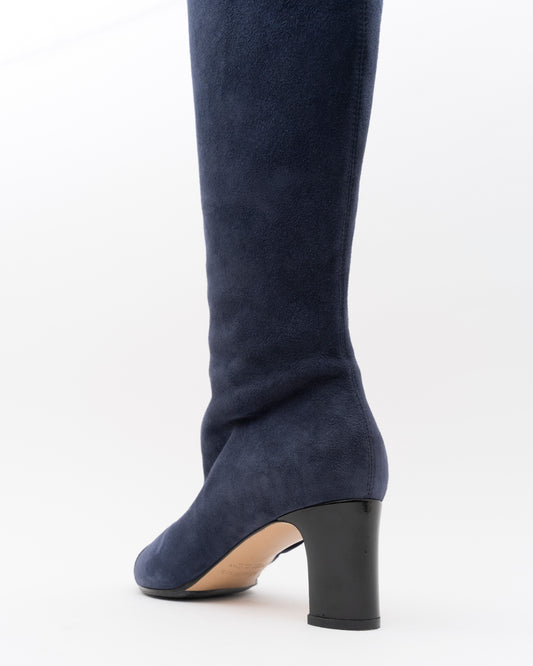2000s MAX MARA Navy Suede Cap-Toe Boots (7.5)
