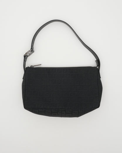 2000s FENDI Black Zucchino Pochette Baguette