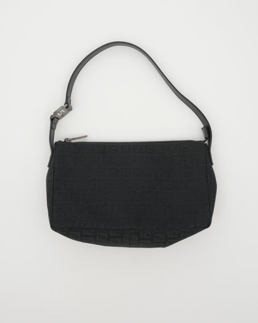 2000s FENDI Black Zucchino Pochette Baguette