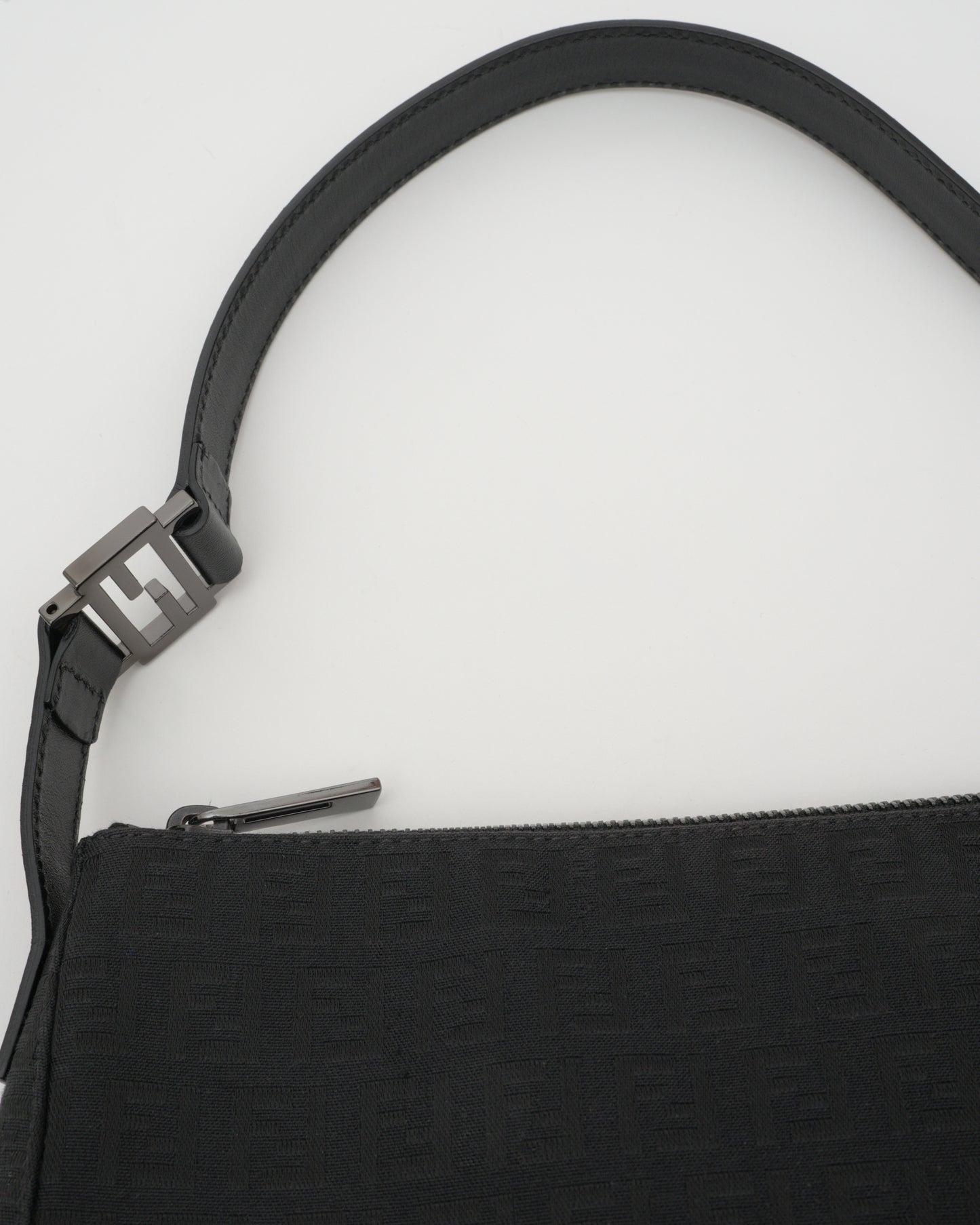 2000s FENDI Black Zucchino Pochette Baguette