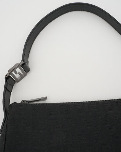 2000s FENDI Black Zucchino Pochette Baguette