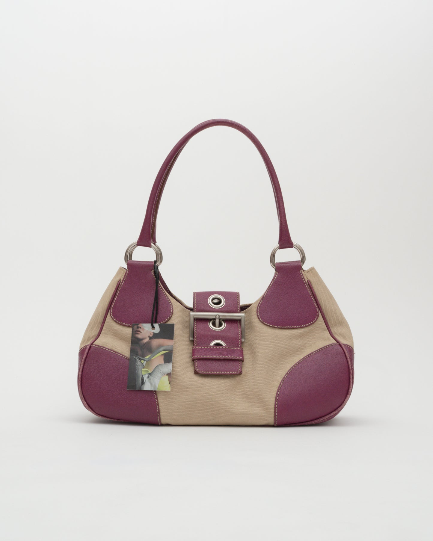2000s PRADA Beige Magenta Moon Bag