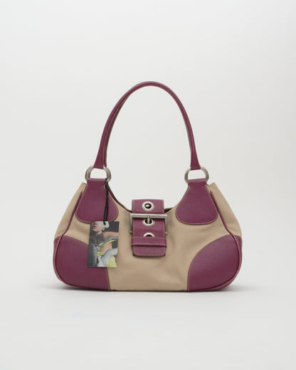 2000s PRADA Beige Magenta Moon Bag