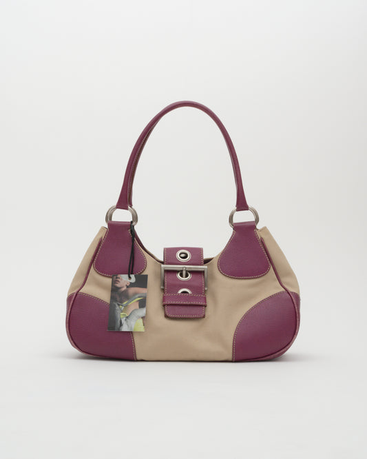 2000s PRADA Beige Magenta Moon Bag