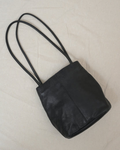 Vintage A. GIANETTI Black Leather Bucket Bag