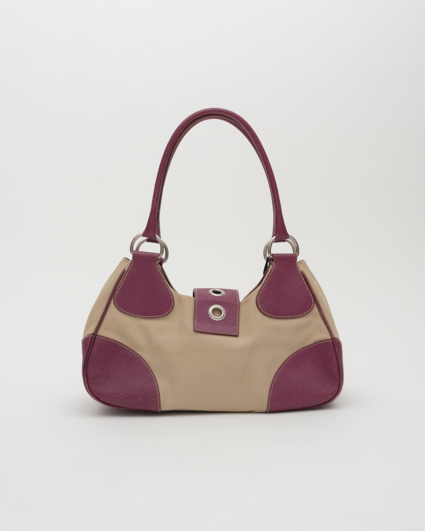 2000s PRADA Beige Magenta Moon Bag