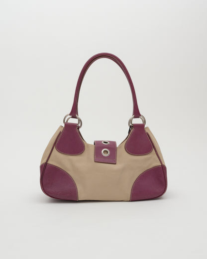 2000s PRADA Beige Magenta Moon Bag