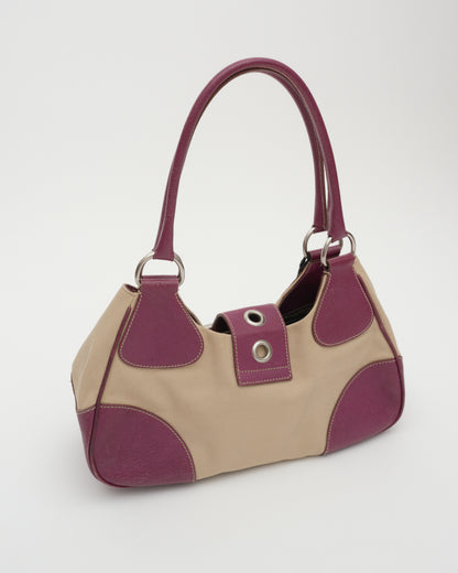 2000s PRADA Beige Magenta Moon Bag