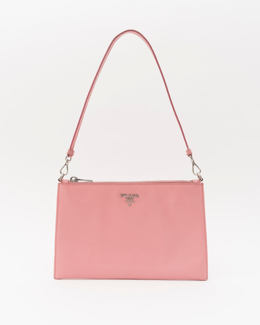 2000s PRADA Pink Saffiano Leather Mini Shoulder Bag