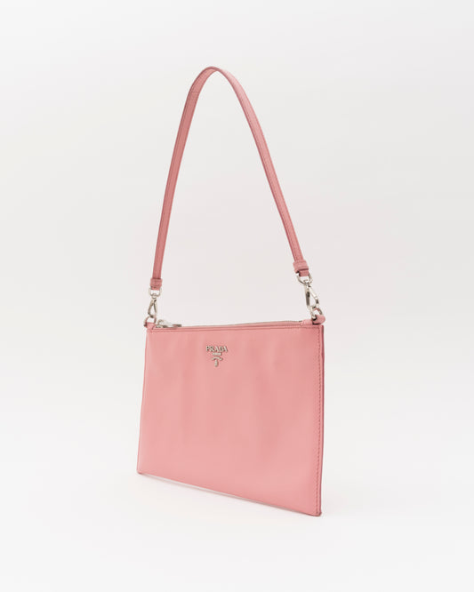 2000s PRADA Pink Saffiano Leather Mini Shoulder Bag