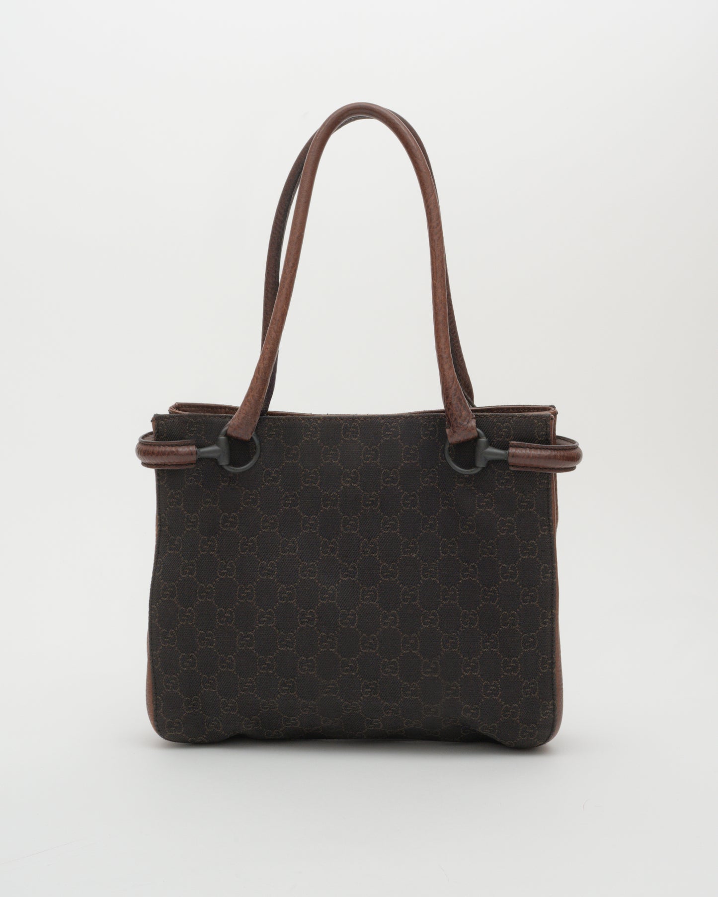 2000s GUCCI Tom Ford Era Chocolate GG Horsebit Loop Bag