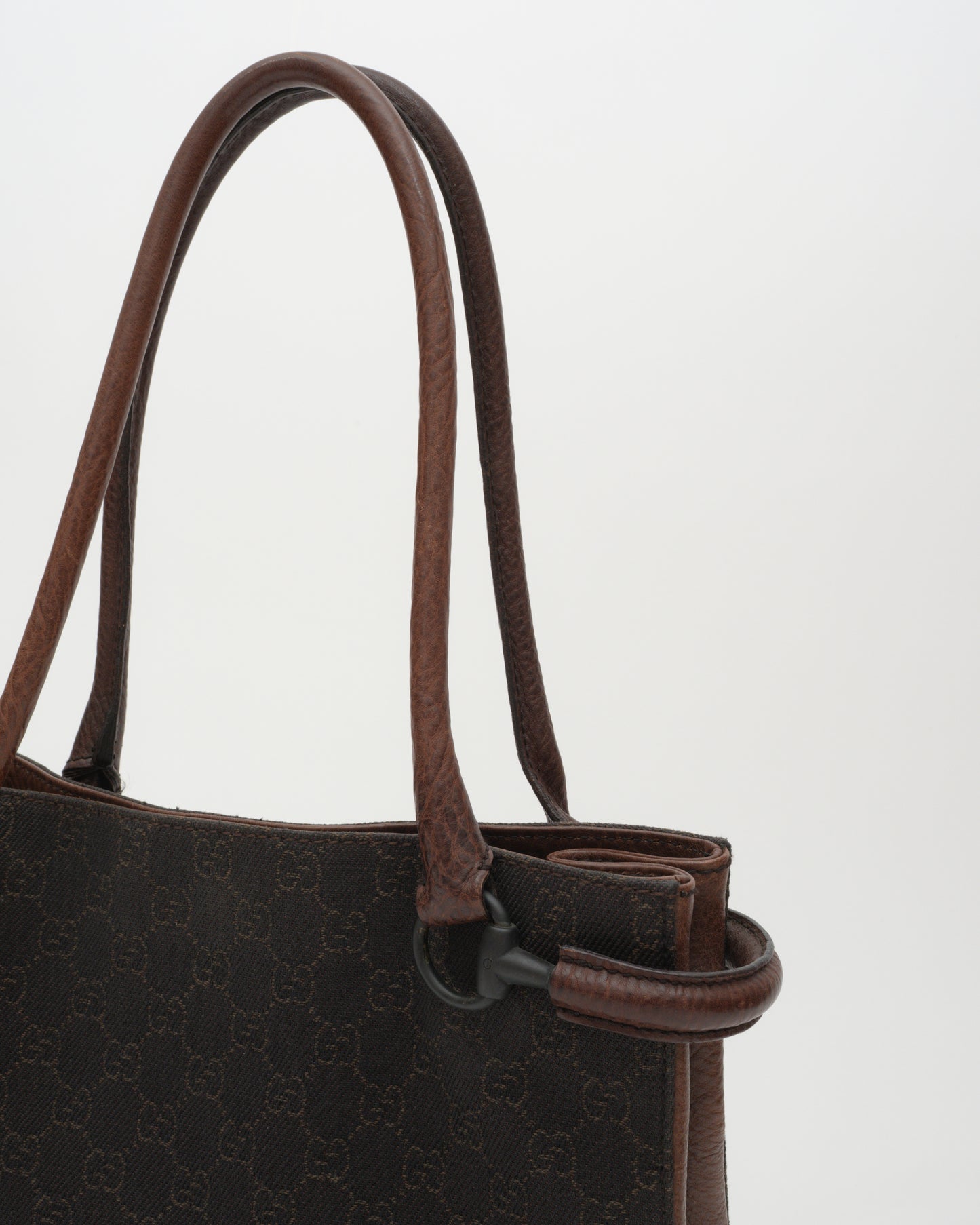 2000s GUCCI Tom Ford Era Chocolate GG Horsebit Loop Bag