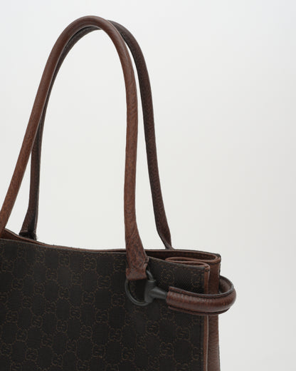 2000s GUCCI Tom Ford Era Chocolate GG Horsebit Loop Bag
