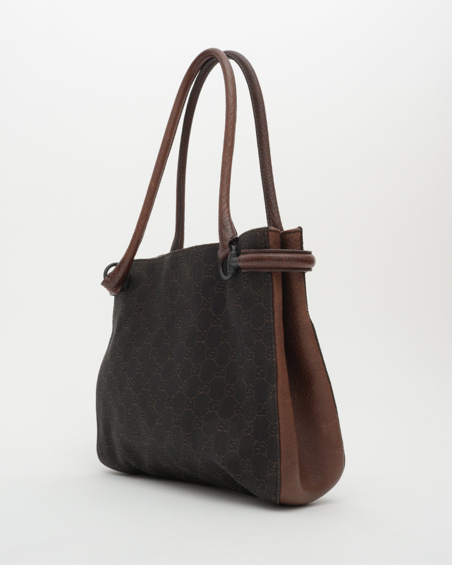 2000s GUCCI Tom Ford Era Chocolate GG Horsebit Loop Bag