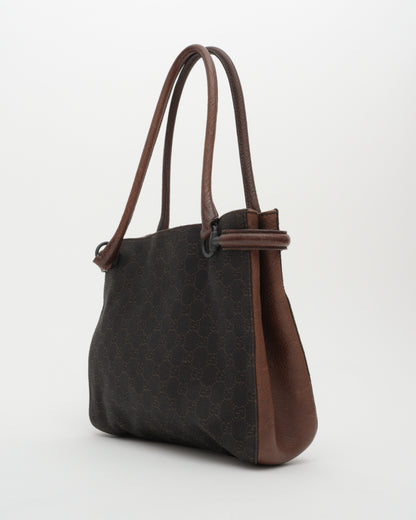 2000s GUCCI Tom Ford Era Chocolate GG Horsebit Loop Bag