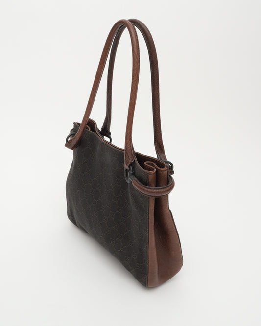 2000s GUCCI Tom Ford Era Chocolate GG Horsebit Loop Bag