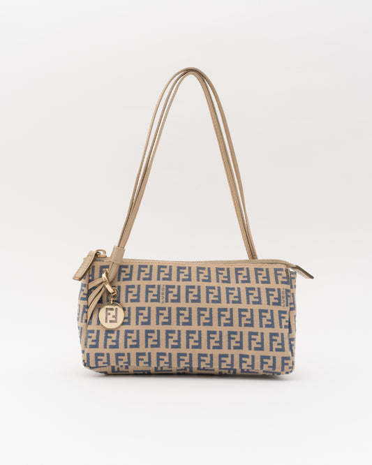 2000s FENDI Zucchino Canvas Triple Strap Pochette Bag