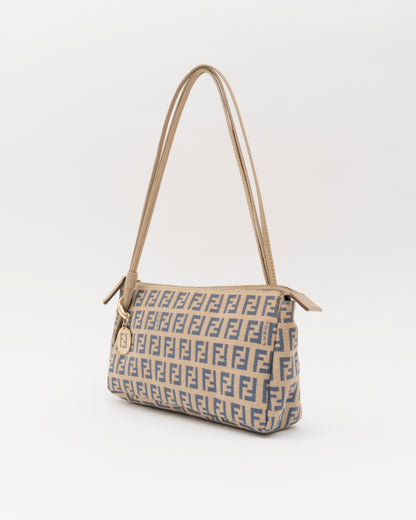 2000s FENDI Zucchino Canvas Triple Strap Pochette Bag