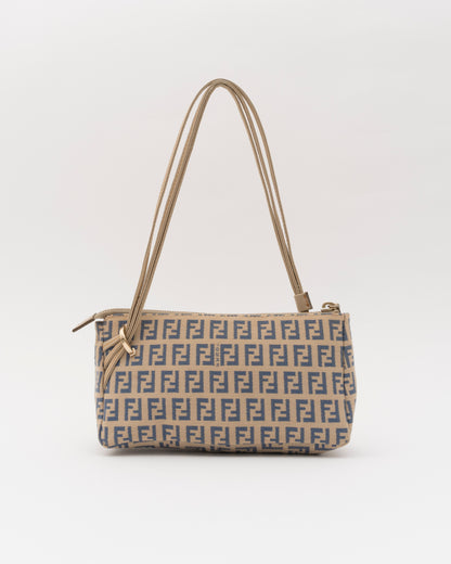 2000s FENDI Zucchino Canvas Triple Strap Pochette Bag