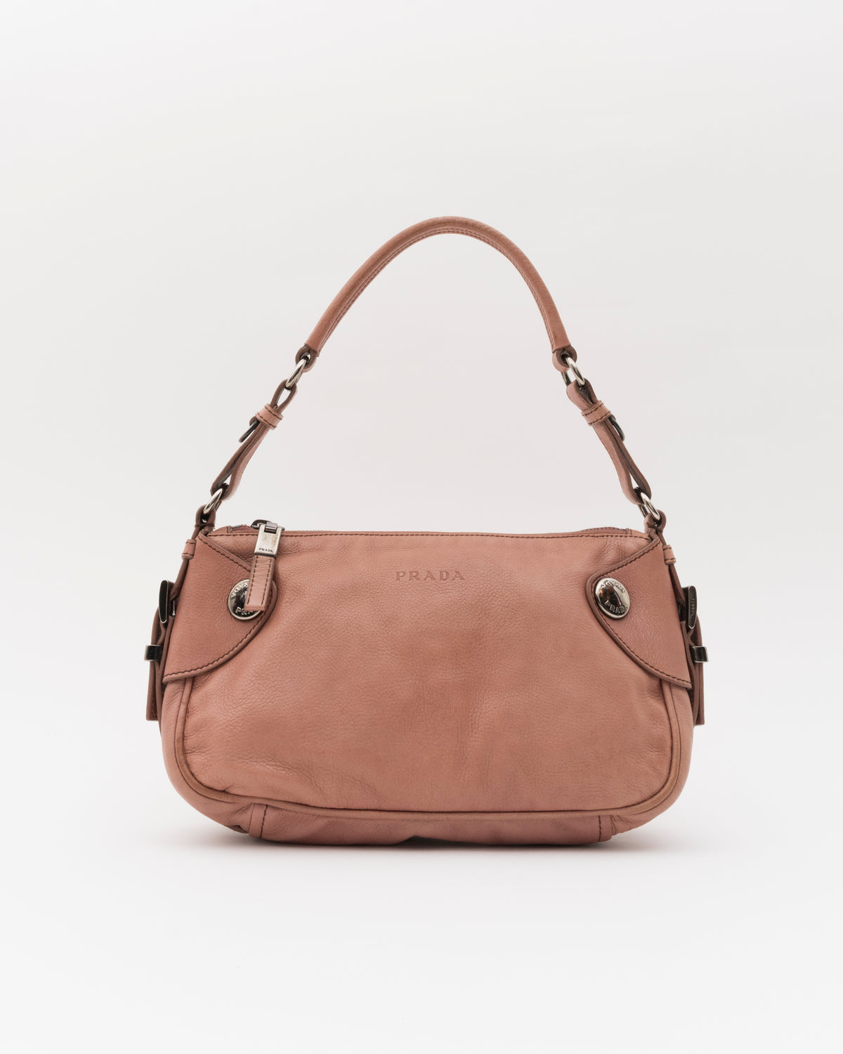 2000s PRADA Dusty Pink Leather Shoulder Bag
