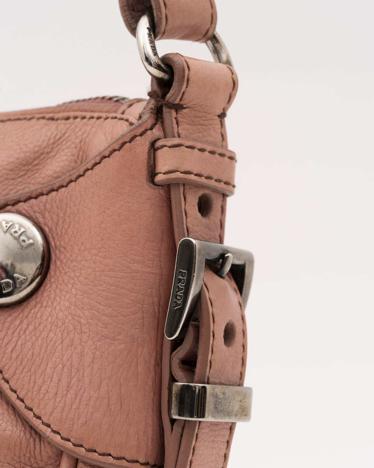 2000s PRADA Dusty Pink Leather Shoulder Bag
