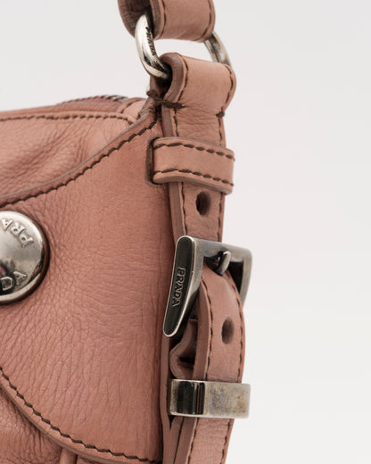 2000s PRADA Dusty Pink Leather Shoulder Bag