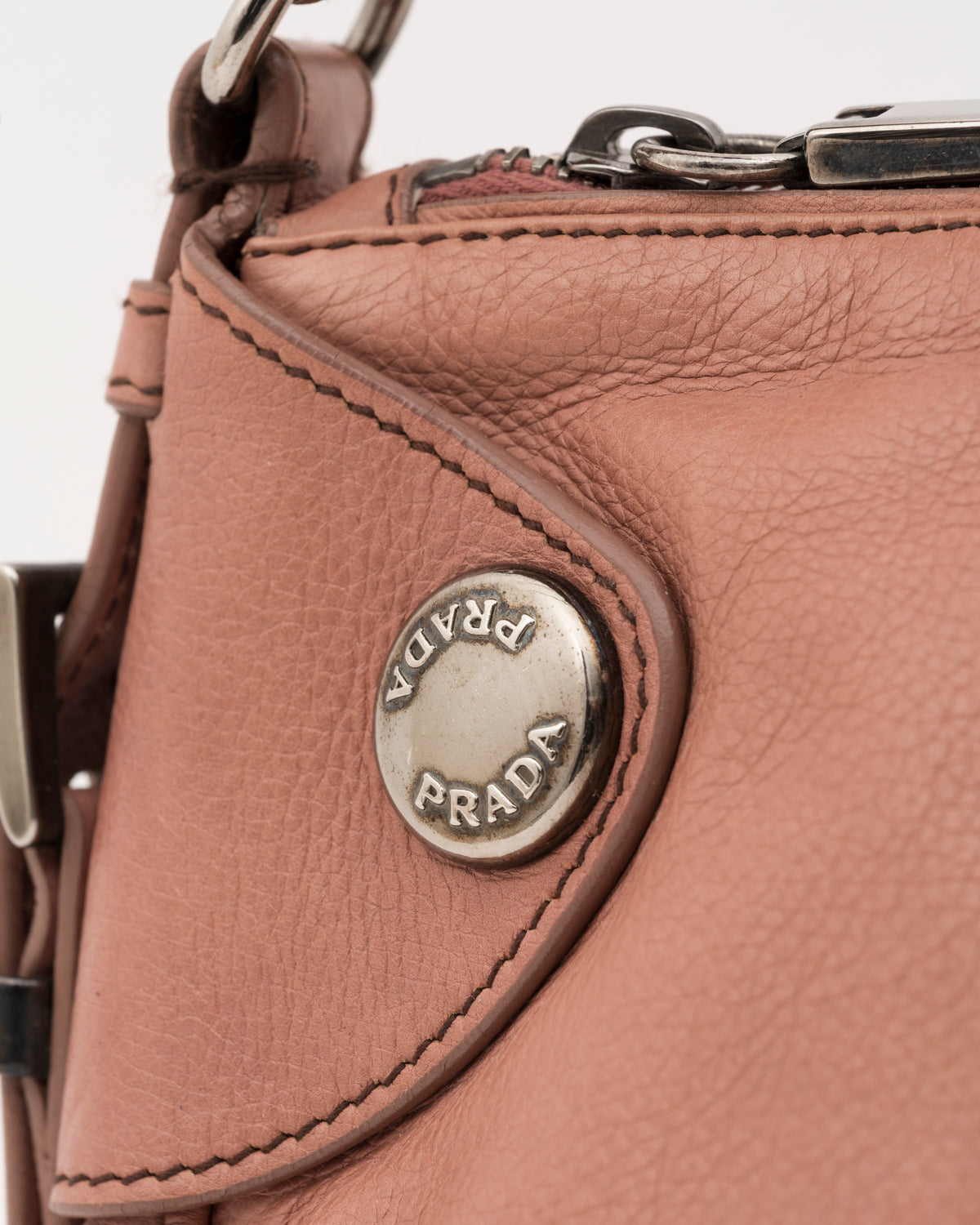 2000s PRADA Dusty Pink Leather Shoulder Bag