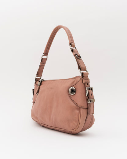 2000s PRADA Dusty Pink Leather Shoulder Bag